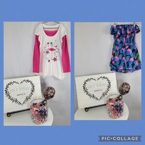 Japna Kids Girls Tropical Floral Romper Ballerina Graphic Top Bundle Sz 12 14